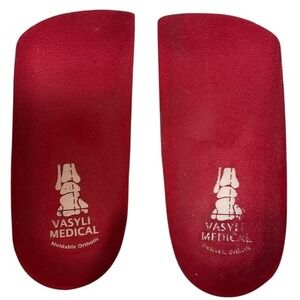Vasyli Women's Custom Red 3/4th Length Orthotics High Density Insoles One Size
